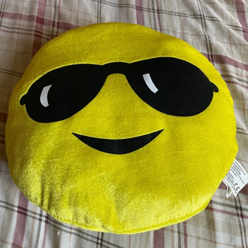 Yellow Sunglasses Emoji Plush Pillow by